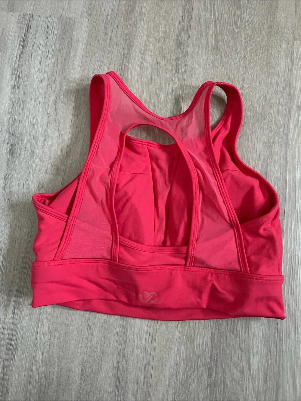 Calia Hot Pink High-Neck Scallop-Trim Sports Bra Lg - Picture 2 of 3